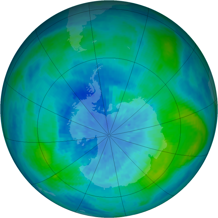 Antarctic ozone map for 23 March 2002